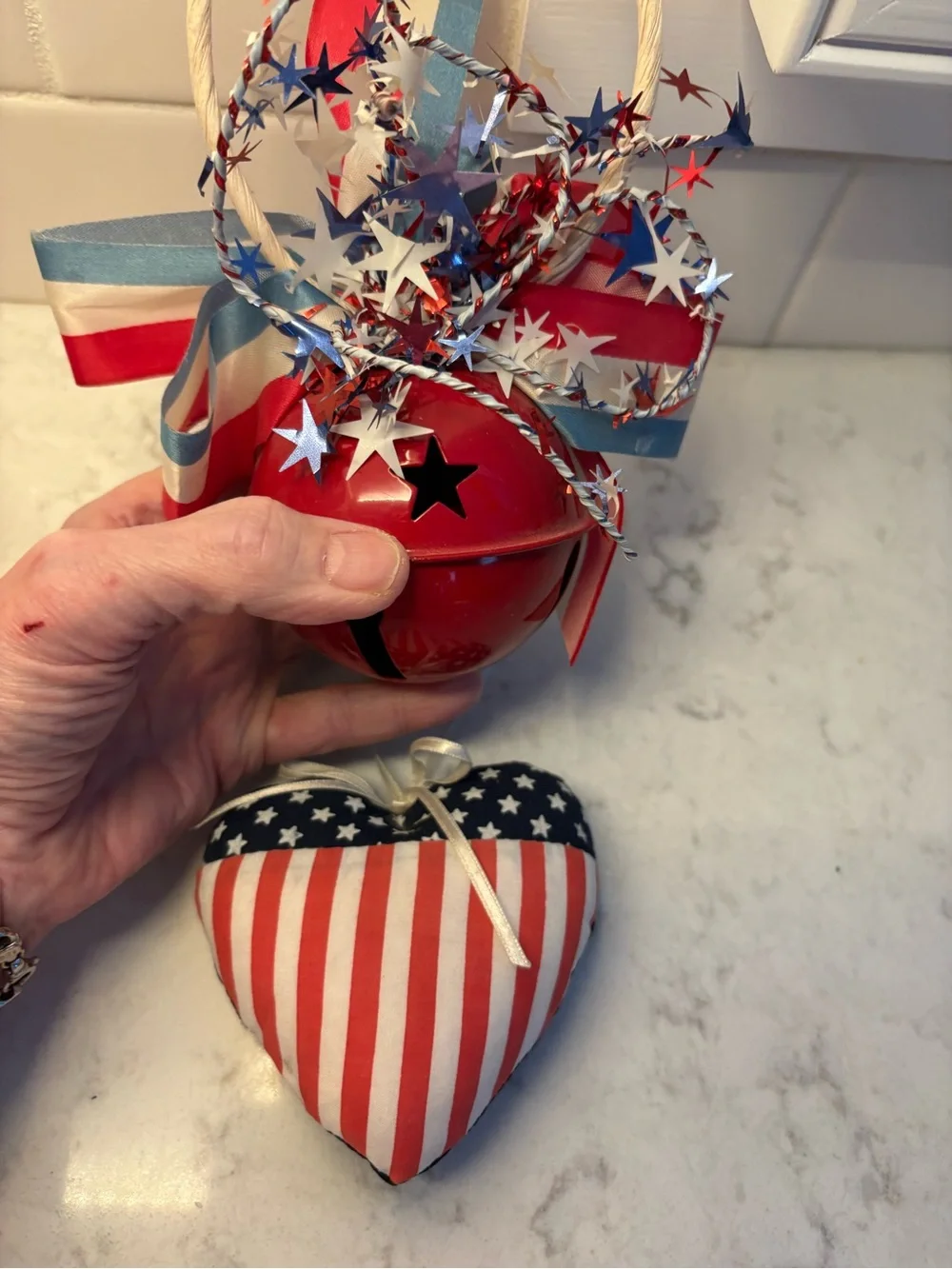 Patriotic Red, White & Blue Holiday Ornament Set